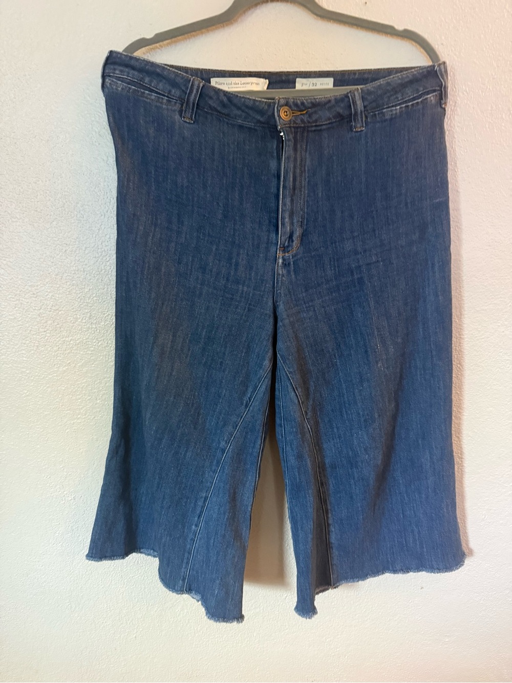 Pilcro and the Letterpress Blue Denim Wide-Leg Jeans Skirt